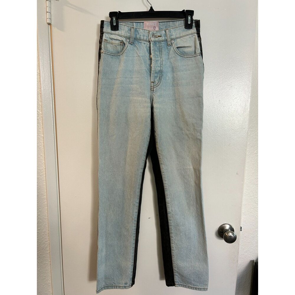 Revolve Revice Two Toned Color Block Straight Leg Jeans
